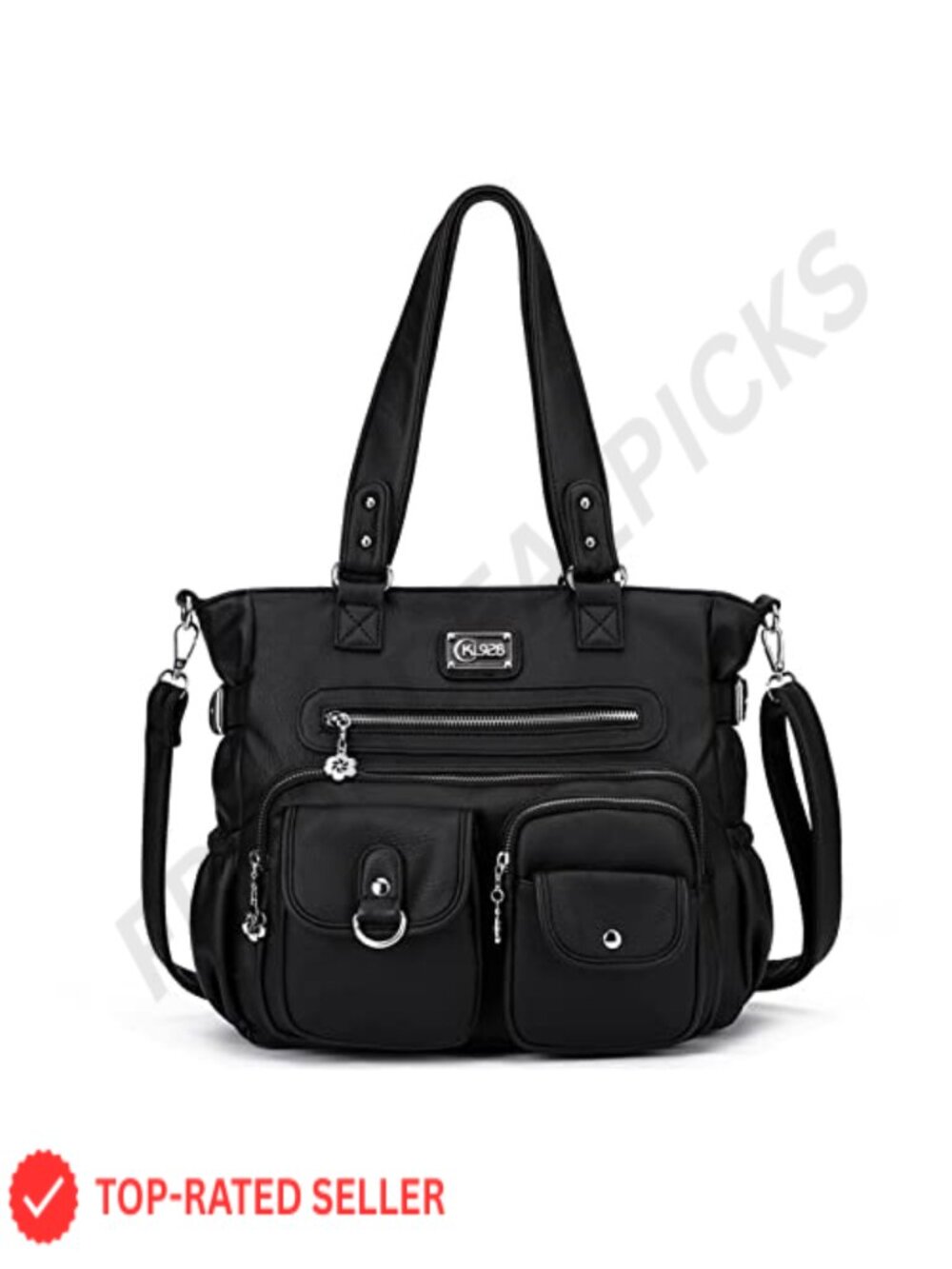 Large Vegan Leather Hobo Bag Tote Shoulder Handbag with Detachable Strap